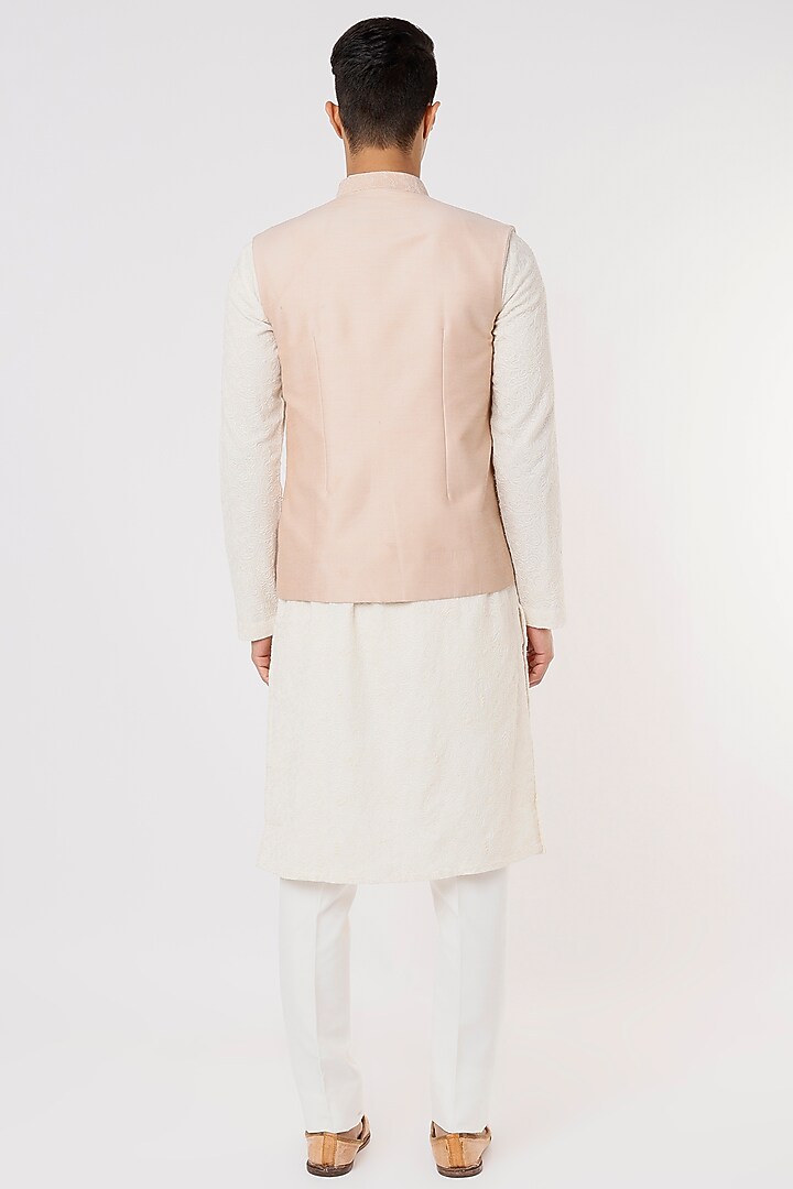 Old Rose Embroidered Bundi Jacket by SURBHI PANSARI at Pernia's Pop Up Shop
