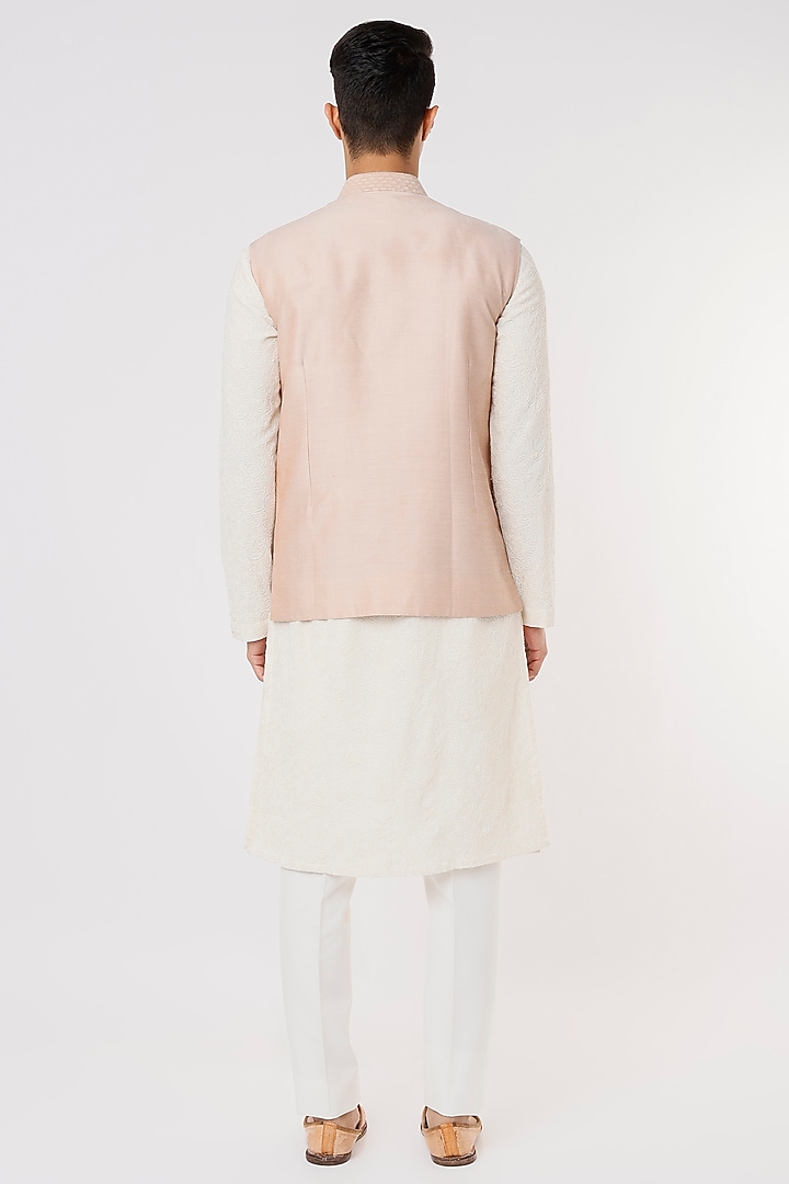 Old Rose Cotton Silk Bundi Jacket by SURBHI PANSARI at Pernia's Pop Up Shop