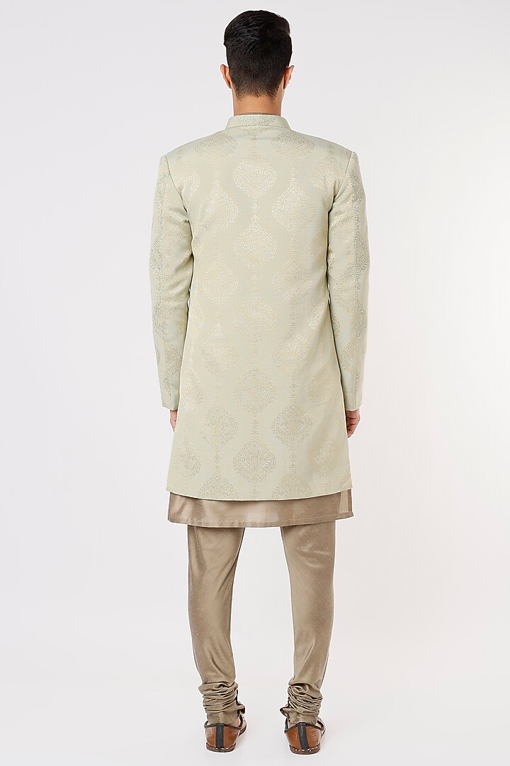 Light Green Embroidered Indo Western Jacket by SURBHI PANSARI at Pernia's Pop Up Shop
