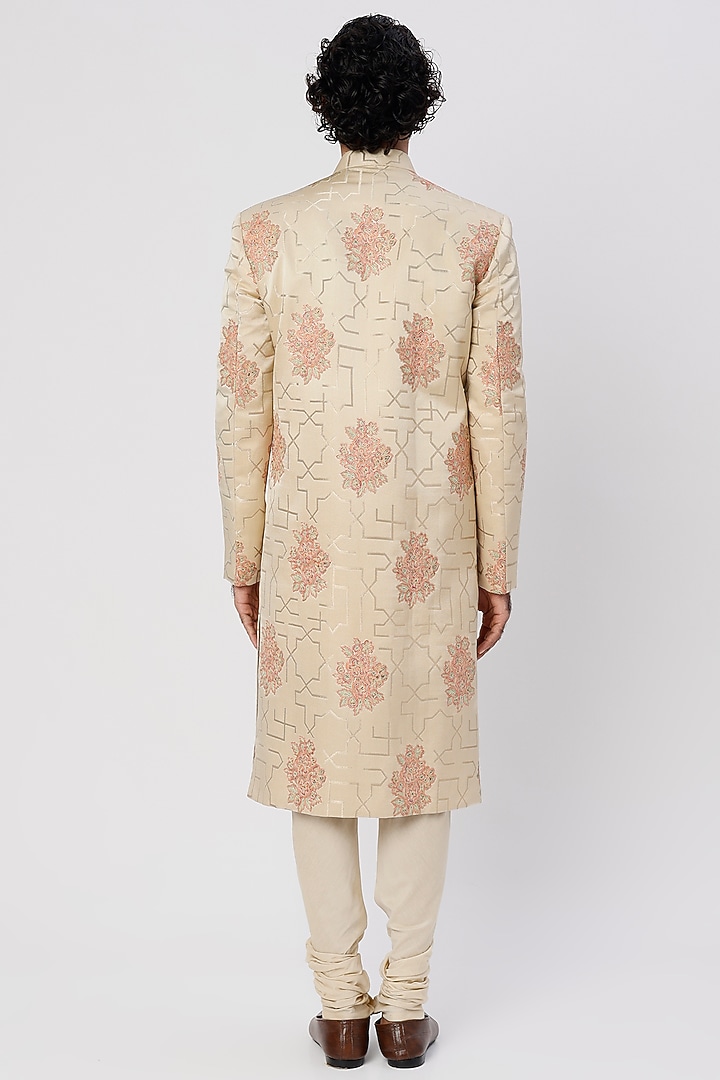 Almond Embroidered Wedding Bandhgala Jacket by SURBHI PANSARI at Pernia's Pop Up Shop