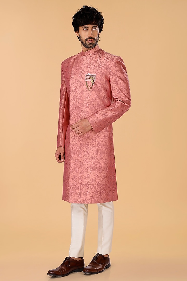 Schauss Pink Cotton Silk Thread Embroidered Wedding Indowestern Set
by SURBHI PANSARI at Pernia's Pop Up Shop