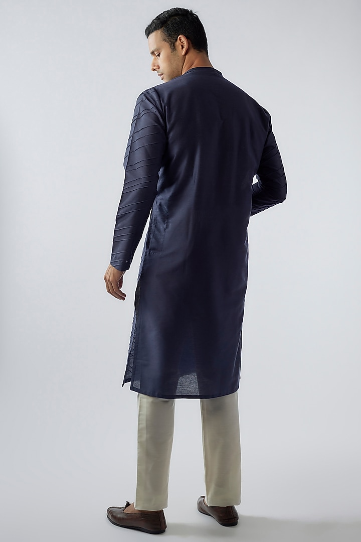 Midnight Blue Cotton Silk Kurta Set by SURBHI PANSARI at Pernia's Pop Up Shop