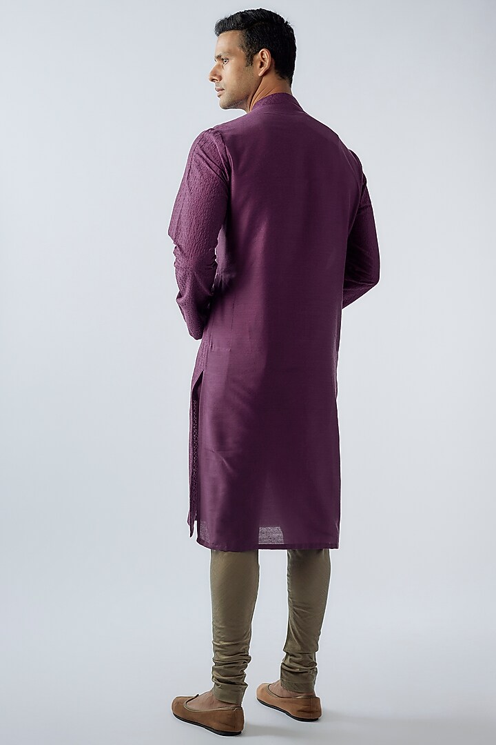 Purple Cotton Silk Kurta Set by SURBHI PANSARI at Pernia's Pop Up Shop