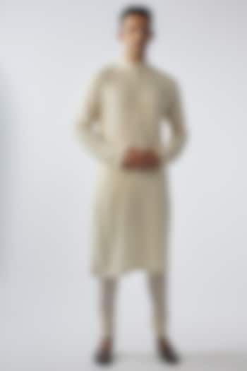 Off-White Georgette Embroidered Kurta Set by SURBHI PANSARI