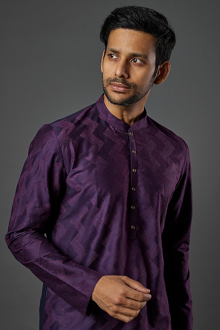 Purple Silk Kurta Set by SURBHI PANSARI at Pernia's Pop Up Shop