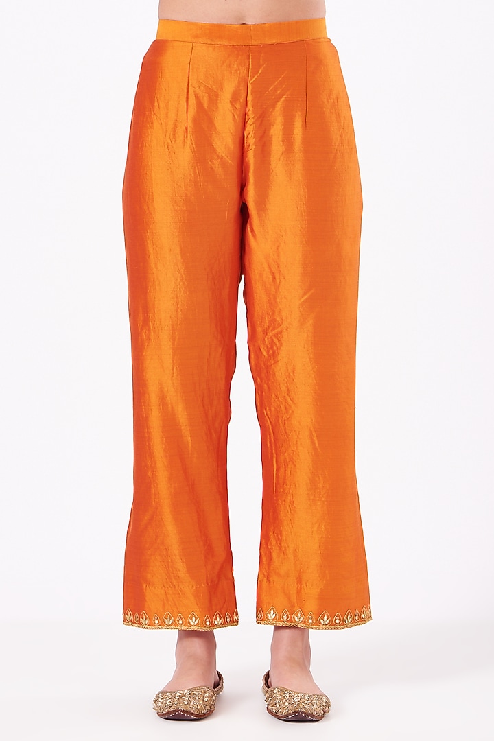Orange Hand Embroidered Kurta Set by SURBHI SHAH at Pernia's Pop Up Shop