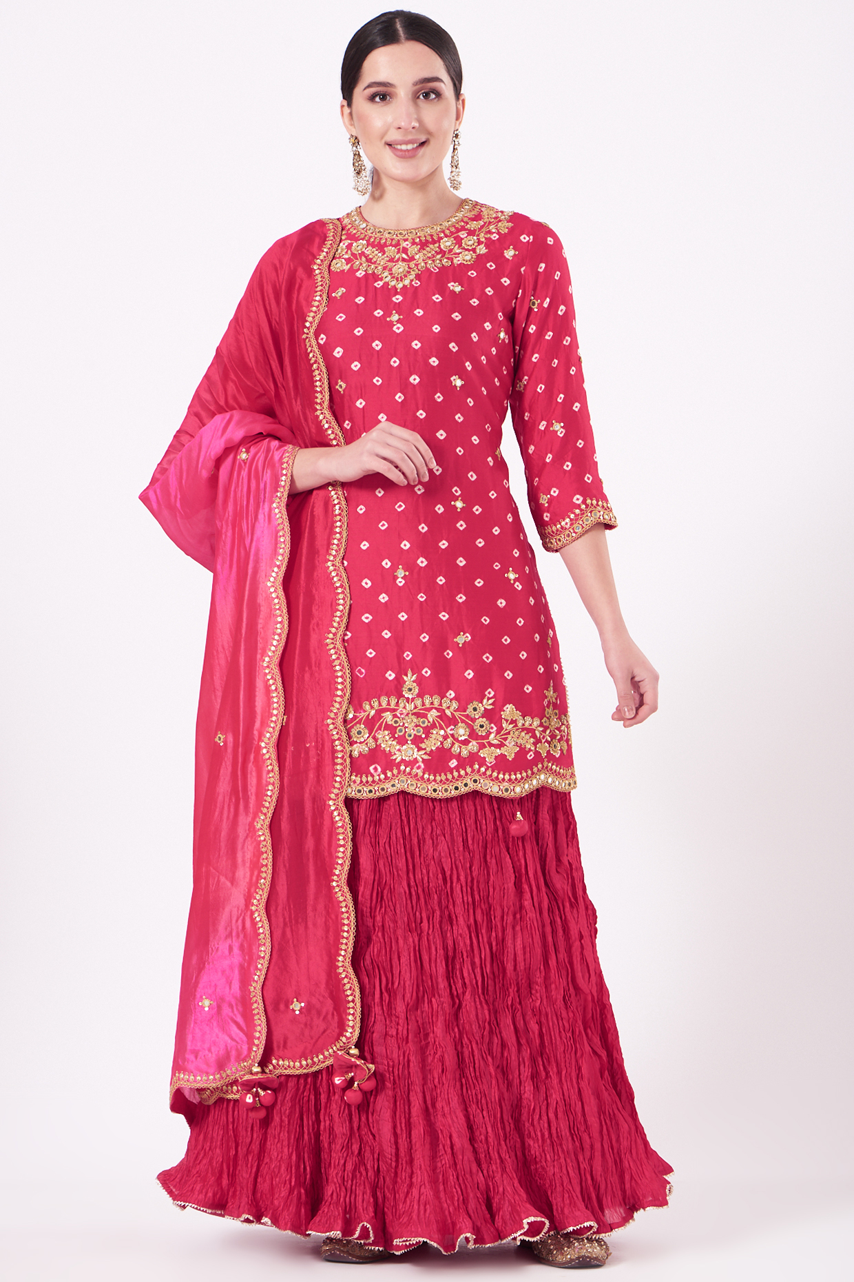 Pinkish Red Embroidered Kurta Set by SURBHI SHAH at Pernia's Pop Up Shop