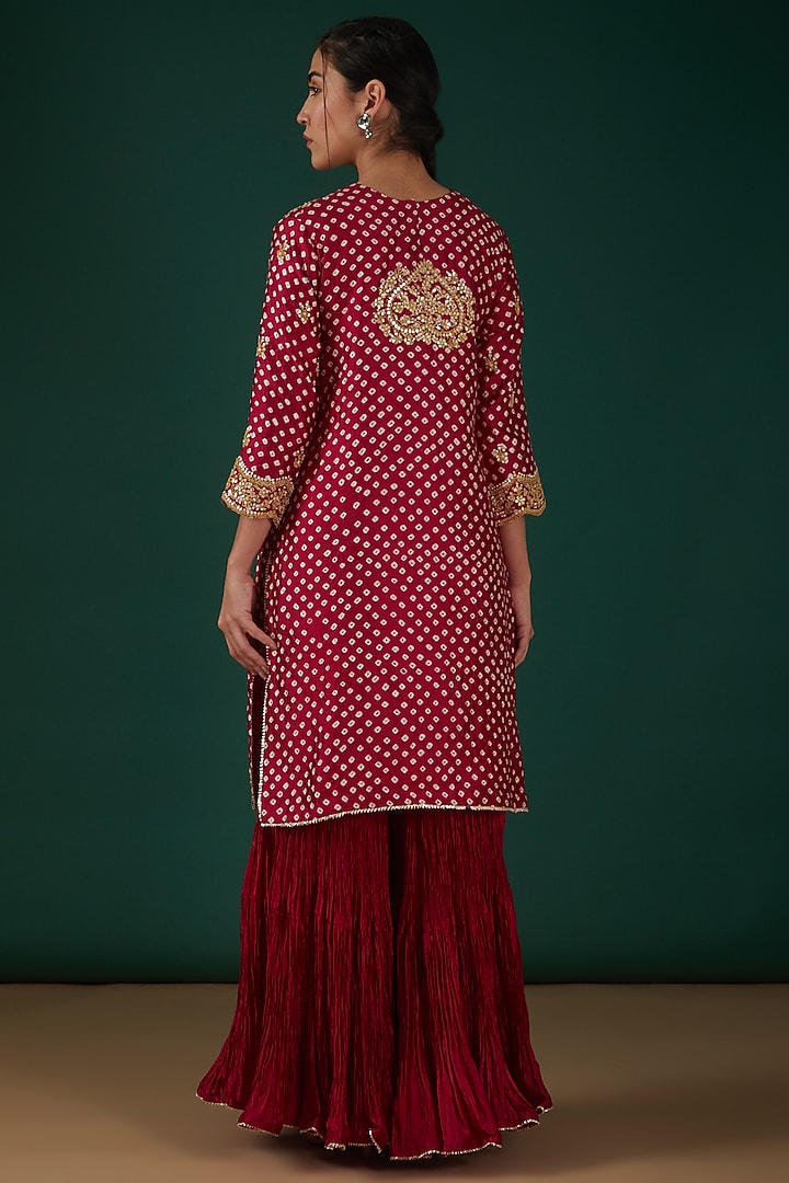 Maroon Kora Silk Wedding Sharara Set by SURBHI SHAH at Pernia's Pop Up Shop