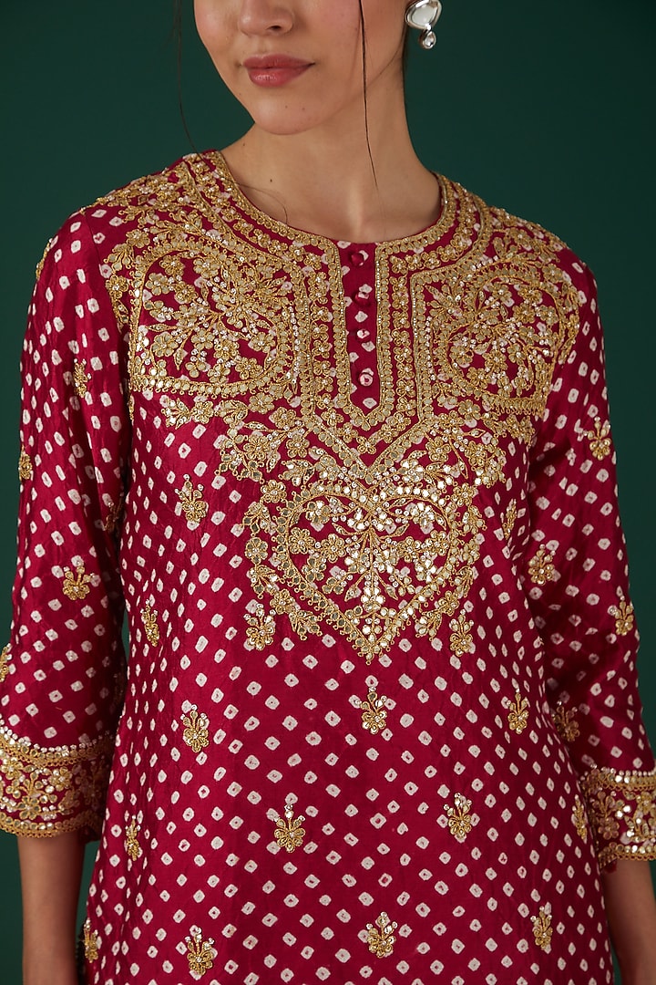 Maroon Kora Silk Wedding Sharara Set by SURBHI SHAH at Pernia's Pop Up Shop