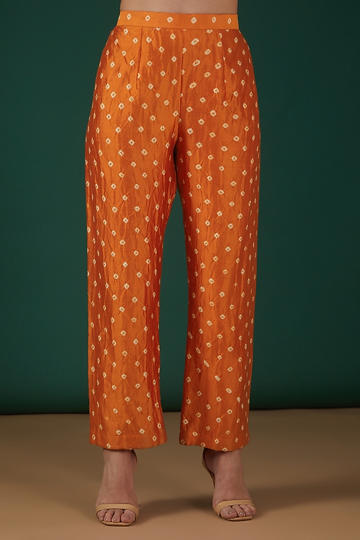 Orange Silk Embroidered Kurta Set by SURBHI SHAH at Pernia's Pop Up Shop