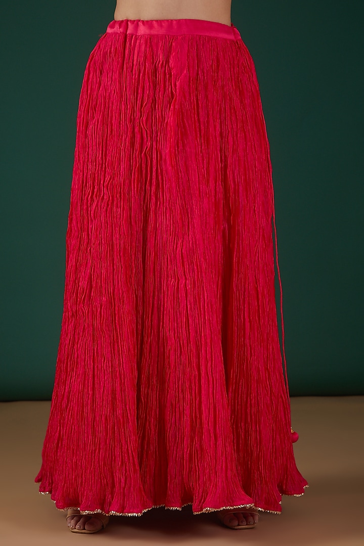 Tomato Red Silk Embroidered Kurta Set by SURBHI SHAH at Pernia's Pop Up Shop