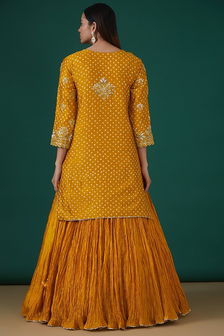 Mustard Yellow Silk Embroidered Kurta Set by SURBHI SHAH at Pernia's Pop Up Shop
