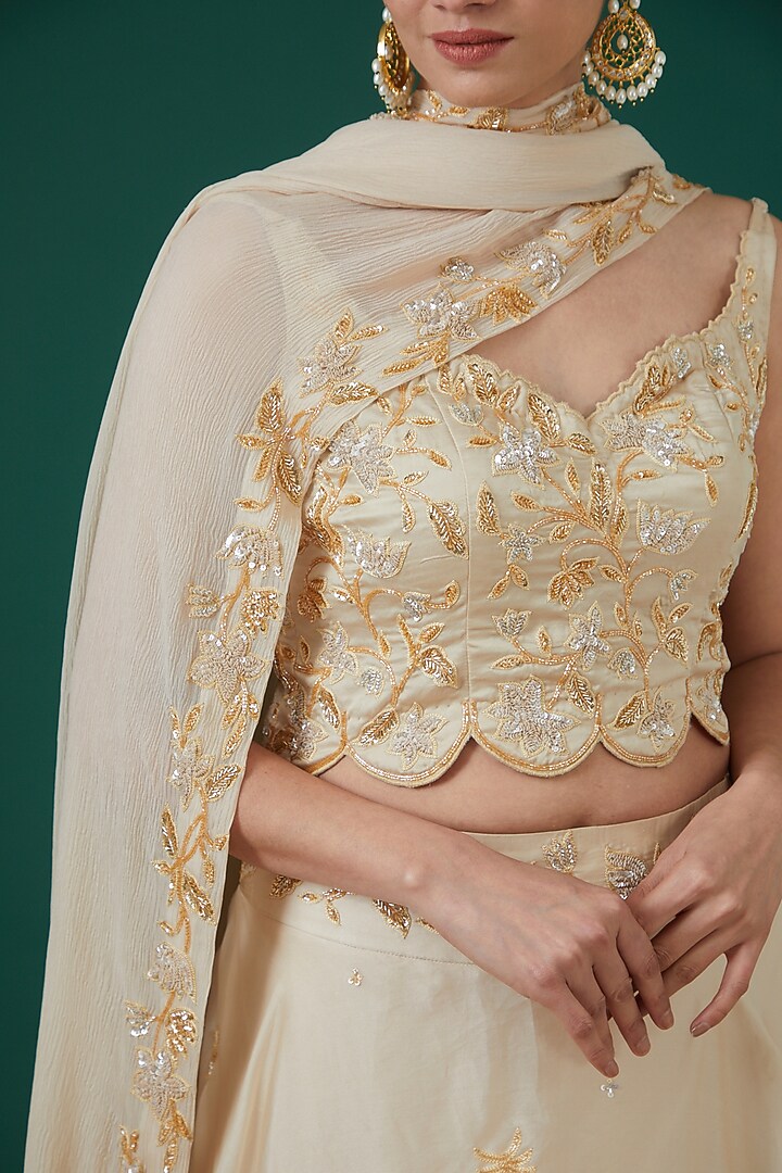 Champion Satin Organza Embroidered Wedding Lehenga Set by SURBHI SHAH at Pernia's Pop Up Shop