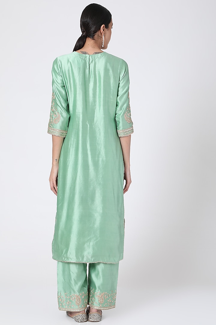 Turquoise Hand Embroidered Wedding Sharara Set by SURBHI SHAH at Pernia's Pop Up Shop