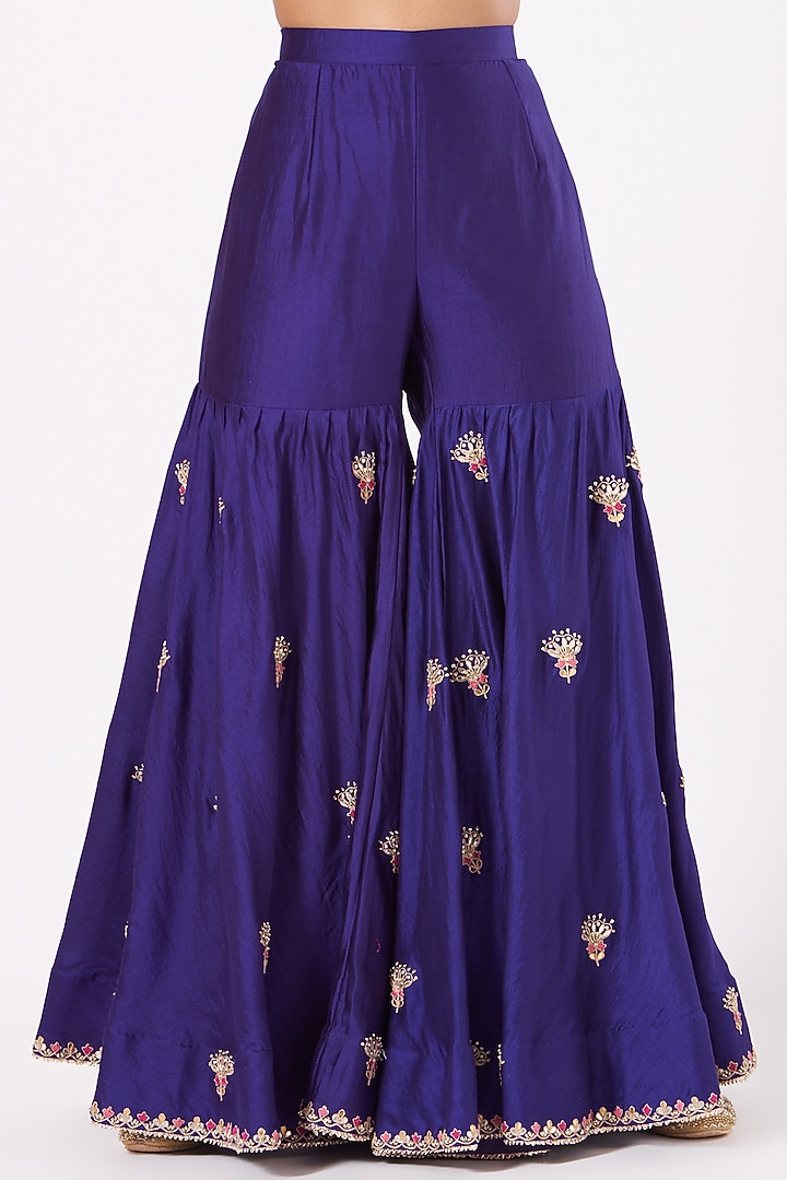 Purple Hand Embroidered Wedding Sharara Set by SURBHI SHAH at Pernia's Pop Up Shop