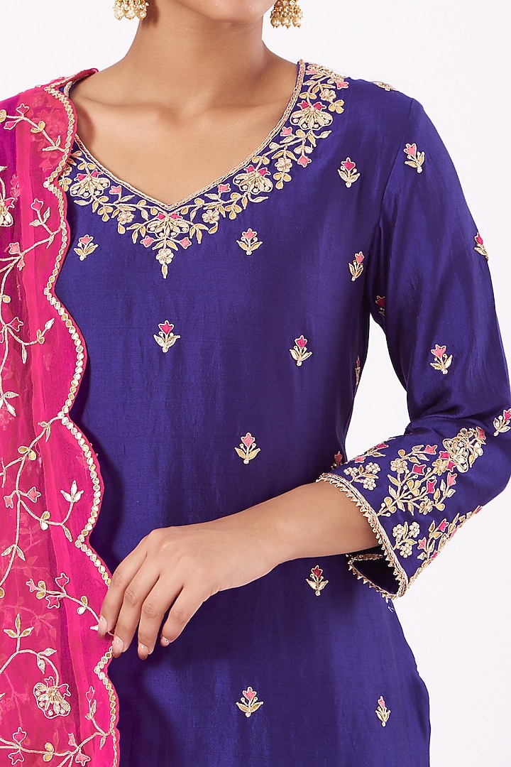 Purple Hand Embroidered Wedding Sharara Set by SURBHI SHAH at Pernia's Pop Up Shop