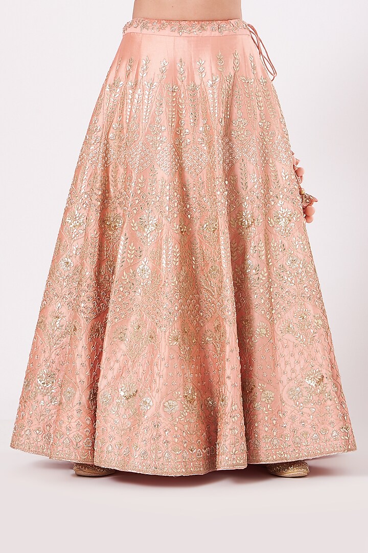 Peach Hand Embroidered Bridal Lehenga Set by SURBHI SHAH at Pernia's Pop Up Shop
