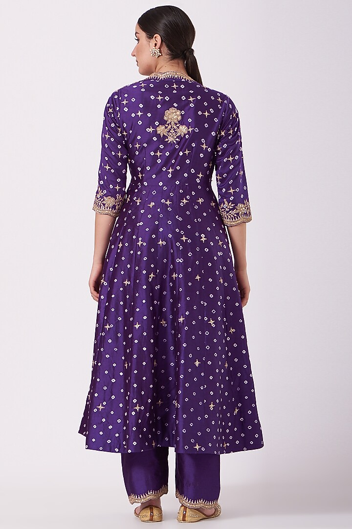 Purple Hand Embroidered Angrakha Kurta Set by SURBHI SHAH at Pernia's Pop Up Shop