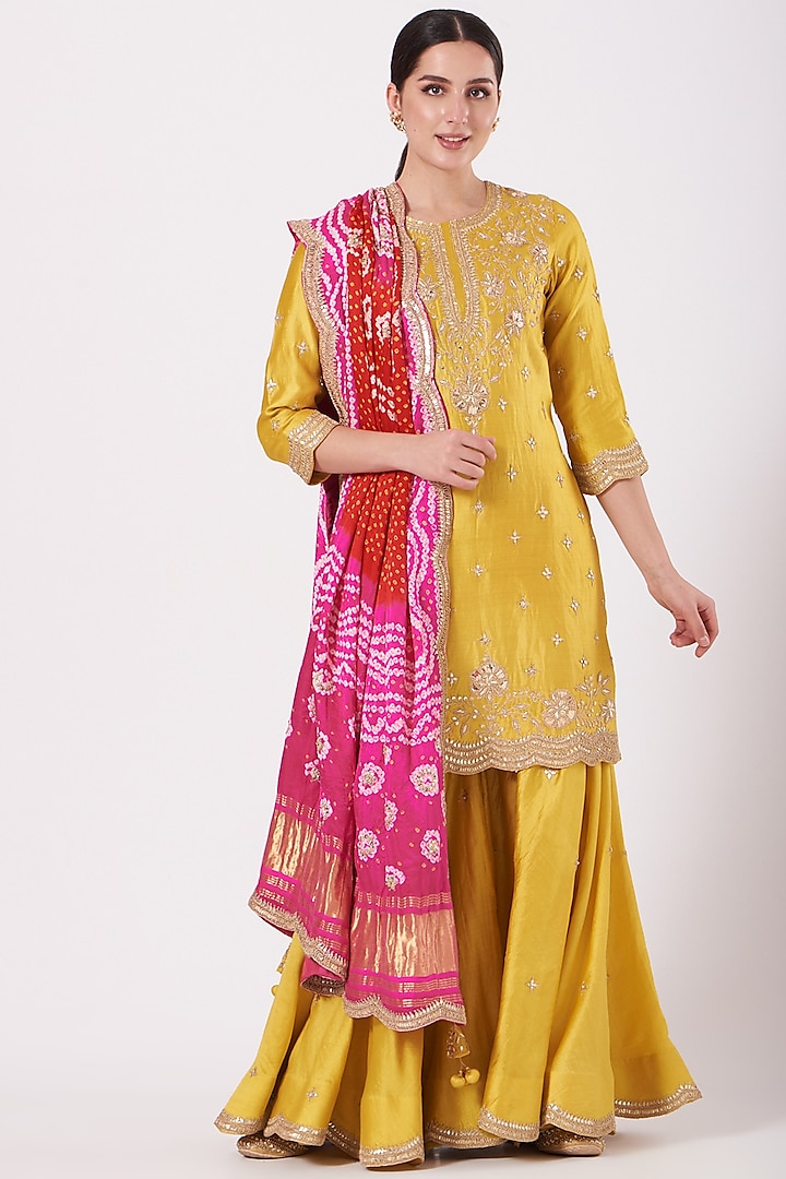 Yellow Pure Spun Silk Sharara Set Design by SURBHI SHAH at Pernia's Pop ...