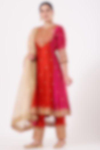 Multi Colored Hand Embroidered Kurta Set by SURBHI SHAH at Pernia's Pop Up Shop