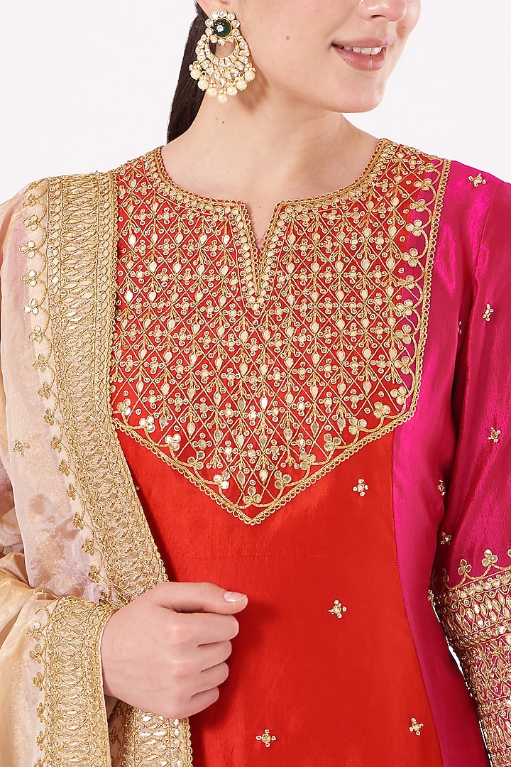 Multi Colored Hand Embroidered Kurta Set by SURBHI SHAH at Pernia's Pop Up Shop