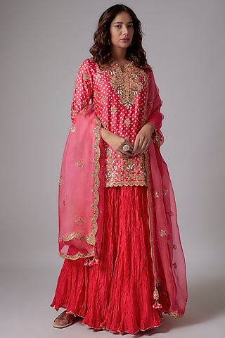 Tomato Red Crush Skirt Set by SURBHI SHAH