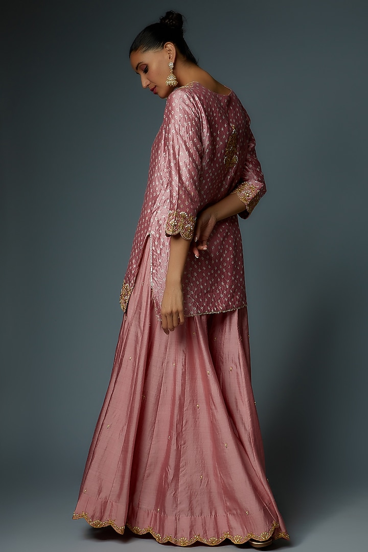 Rose Gold Pure Spun Silk Wedding Sharara Set by SURBHI SHAH at Pernia's Pop Up Shop