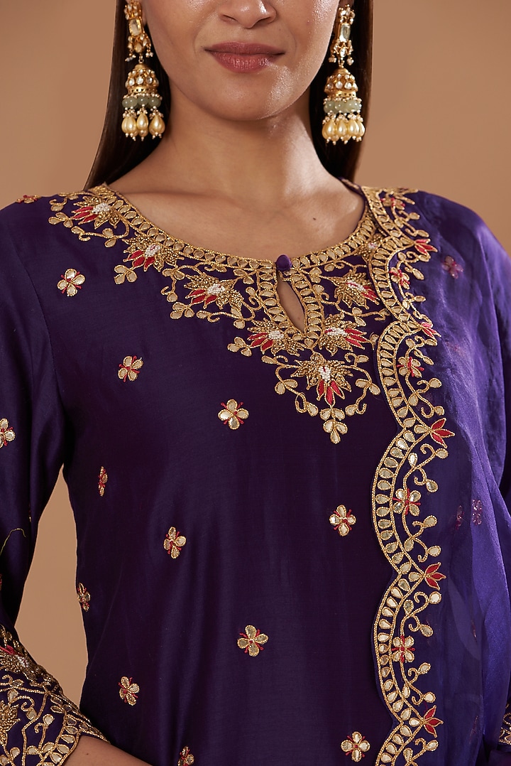 Purple Crush Wedding Sharara Set by SURBHI SHAH at Pernia's Pop Up Shop
