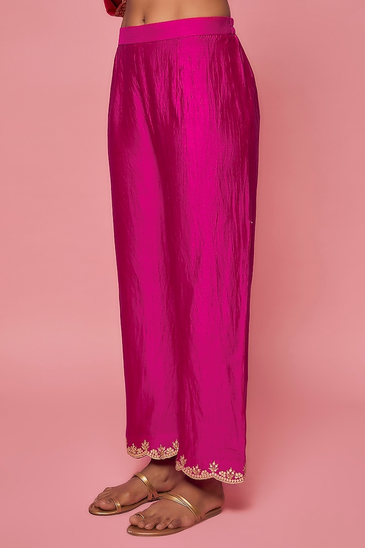 Rani Pure Spun Silk Hand Embroidered Kurta Set by SURBHI SHAH at Pernia's Pop Up Shop
