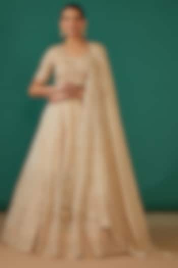 Golden Tissue Embroidered Bridal Lehenga Set by Surbhi Shah at Pernia's Pop Up Shop