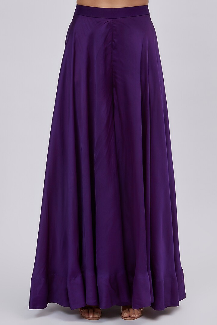 Purple Satin Organza Hand Embroidered Cape Set by SURBHI SHAH at Pernia's Pop Up Shop
