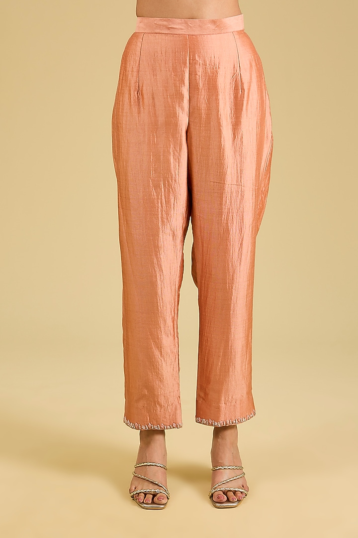Old Rose Pure Spun Silk Sequins Work Angrakha Set by Surbhi Shah at Pernia's Pop Up Shop