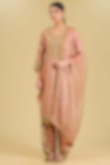 Old Rose Pure Spun Silk Marori Work Kurta Set by Surbhi Shah at Pernia's Pop Up Shop