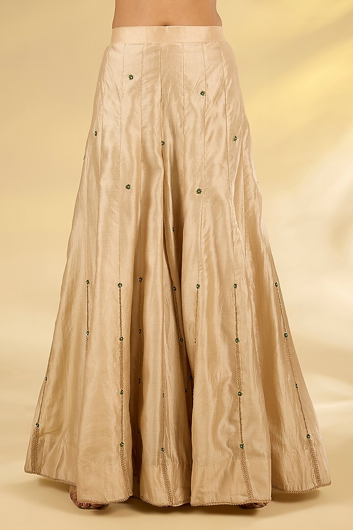 Sage Green Spun Silk Marori Work Kurta Set by SURBHI SHAH at Pernia's Pop Up Shop
