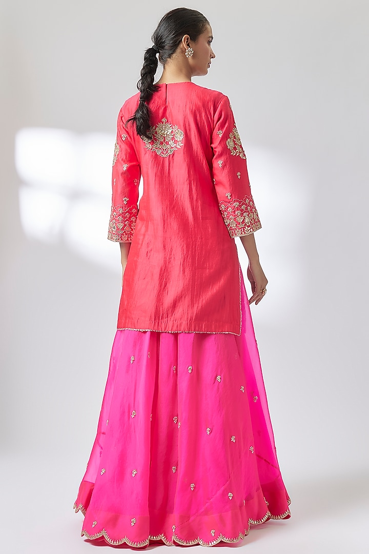 Red Rani Organza Gota Lappa Embroidered Wedding Sharara Set by Surbhi Shah at Pernia's Pop Up Shop