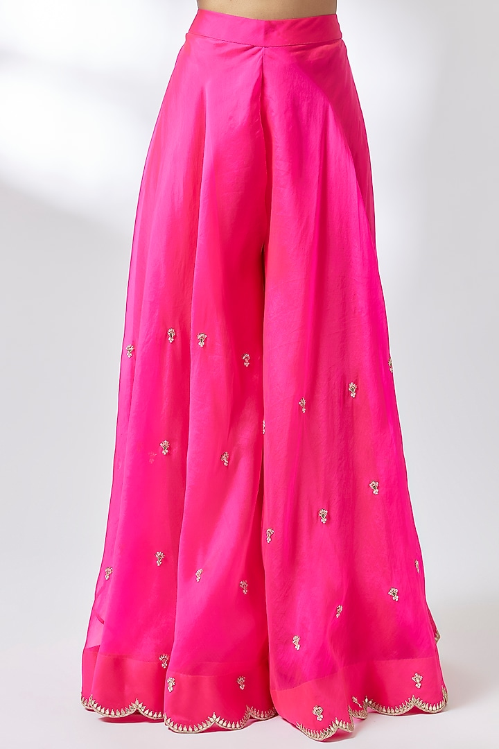 Red Rani Organza Gota Lappa Embroidered Wedding Sharara Set by Surbhi Shah at Pernia's Pop Up Shop