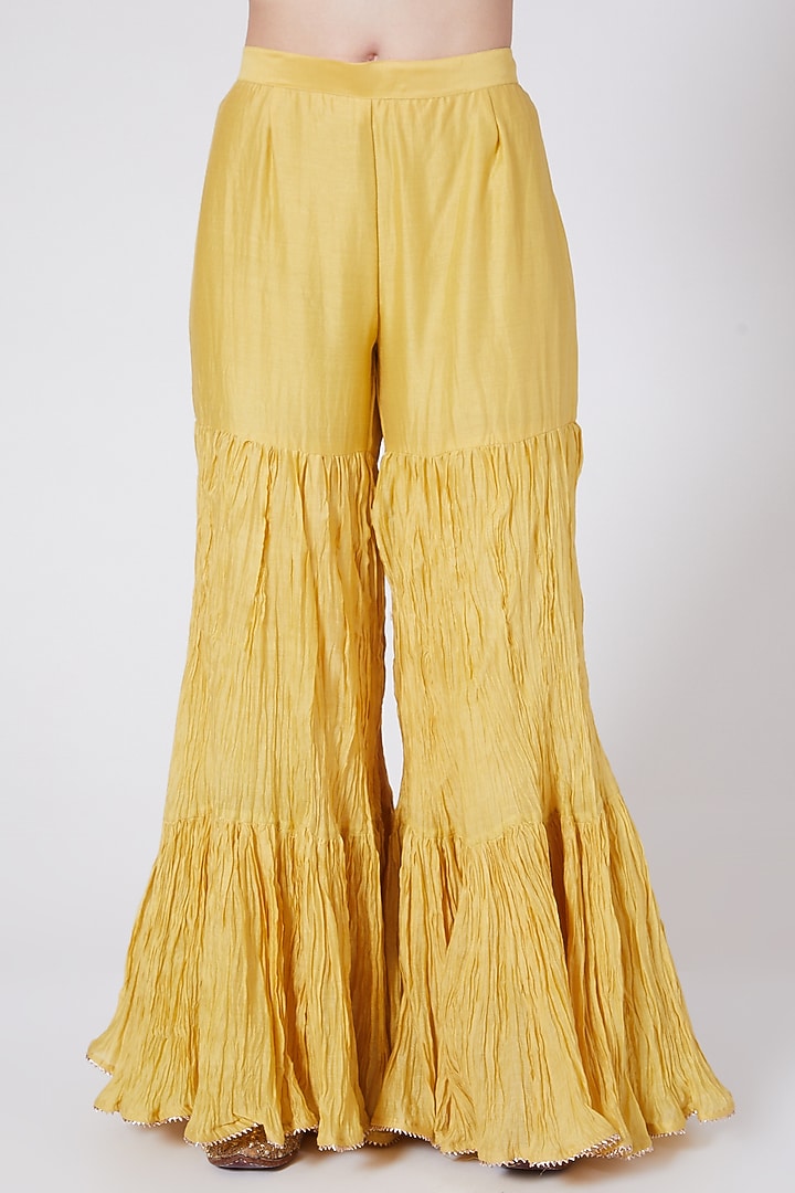 Canary Yellow Hand Embroidered Wedding Sharara Set by SURBHI SHAH at Pernia's Pop Up Shop