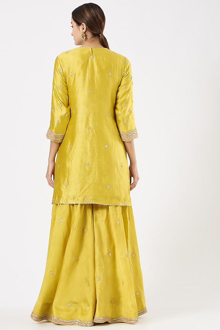 Yellow Hand Embroidered Wedding Sharara Set by SURBHI SHAH at Pernia's Pop Up Shop
