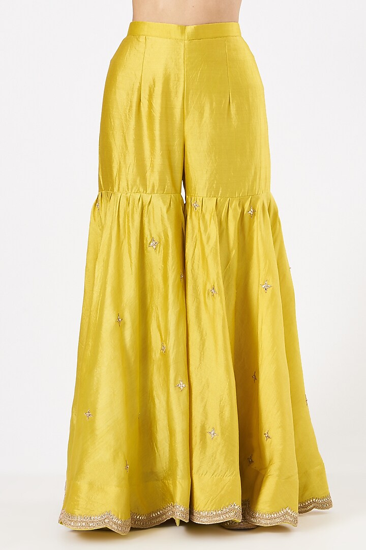Yellow Hand Embroidered Wedding Sharara Set by SURBHI SHAH at Pernia's Pop Up Shop