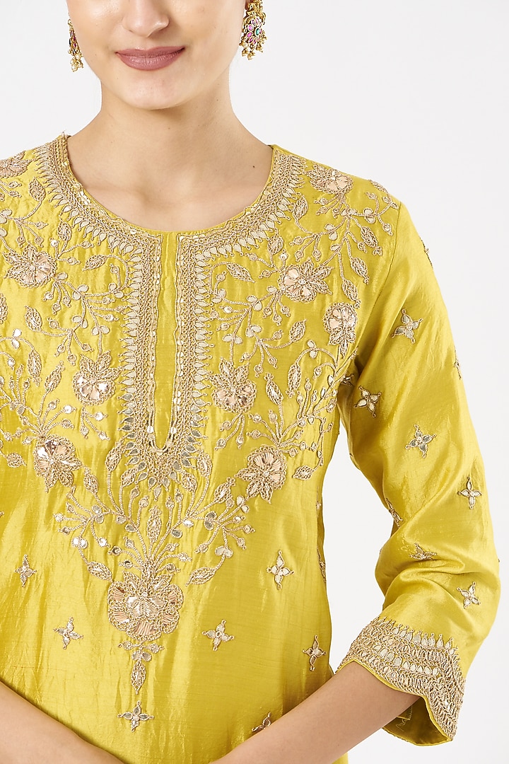 Yellow Hand Embroidered Wedding Sharara Set by SURBHI SHAH at Pernia's Pop Up Shop
