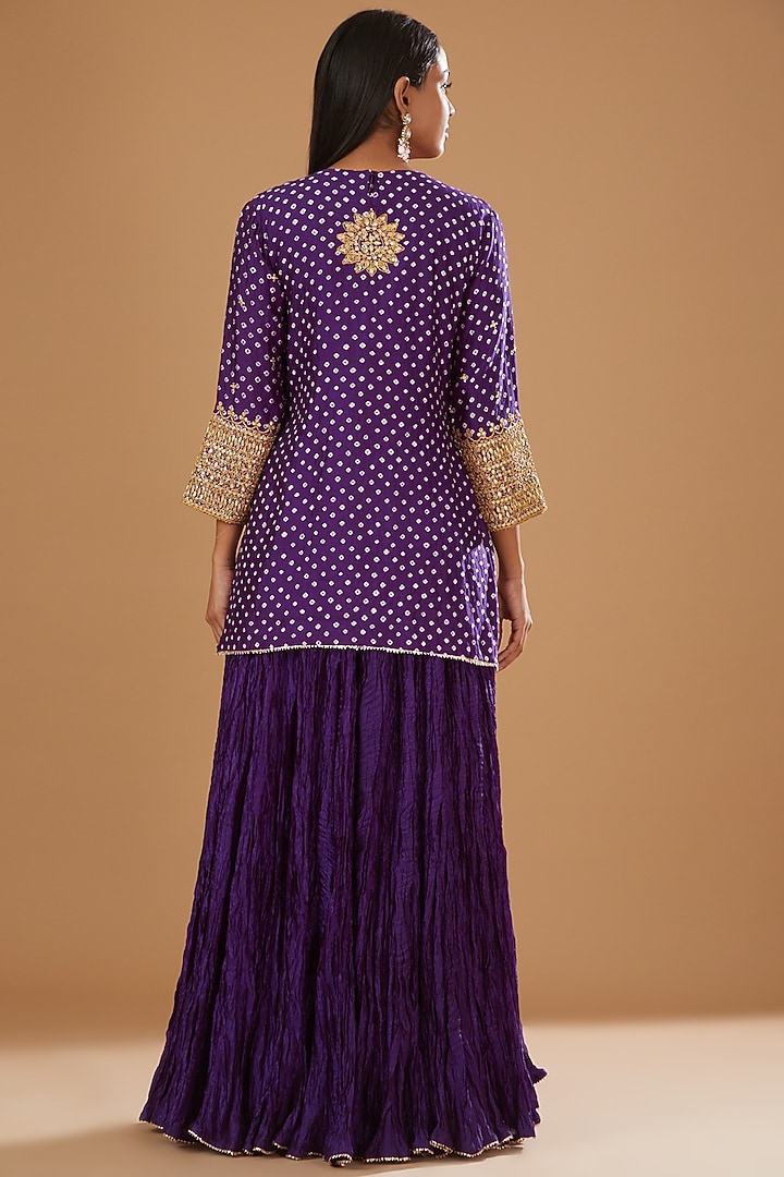 Purple Silk Crush Skirt Set by SURBHI SHAH at Pernia's Pop Up Shop