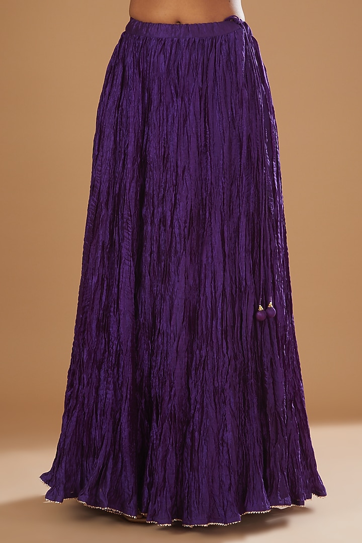 Purple Silk Crush Skirt Set by SURBHI SHAH at Pernia's Pop Up Shop