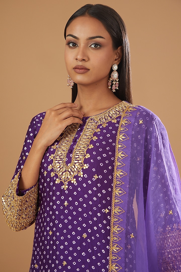 Purple Silk Crush Skirt Set by SURBHI SHAH at Pernia's Pop Up Shop