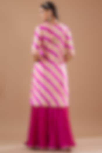 Hot Pink Kora Silk & Crush Skirt Set by SURBHI SHAH