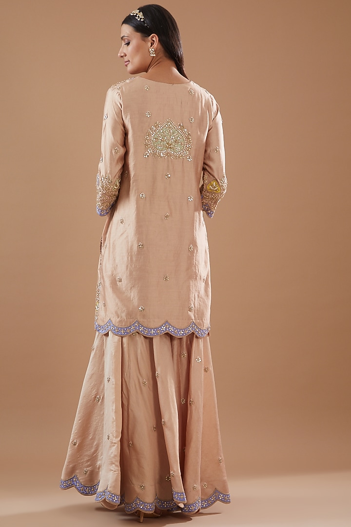 Beige Spun Silk Wedding Sharara Set by SURBHI SHAH at Pernia's Pop Up Shop