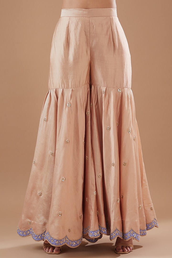 Beige Spun Silk Wedding Sharara Set by SURBHI SHAH at Pernia's Pop Up Shop