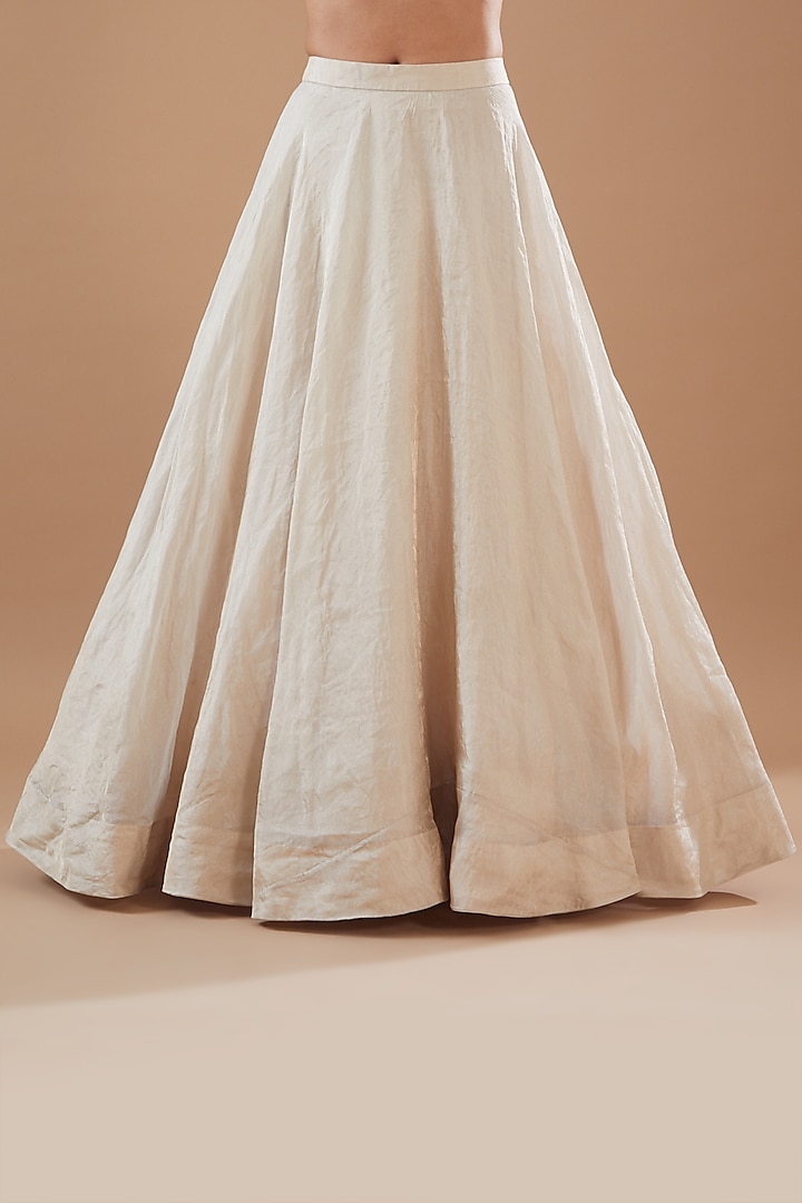 Silver Tissue Embroidered Wedding Lehenga Set by SURBHI SHAH at Pernia's Pop Up Shop