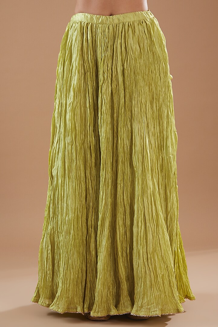 Lime Green Pure Spun Silk Hand Embroidered Kurta Set by SURBHI SHAH at Pernia's Pop Up Shop