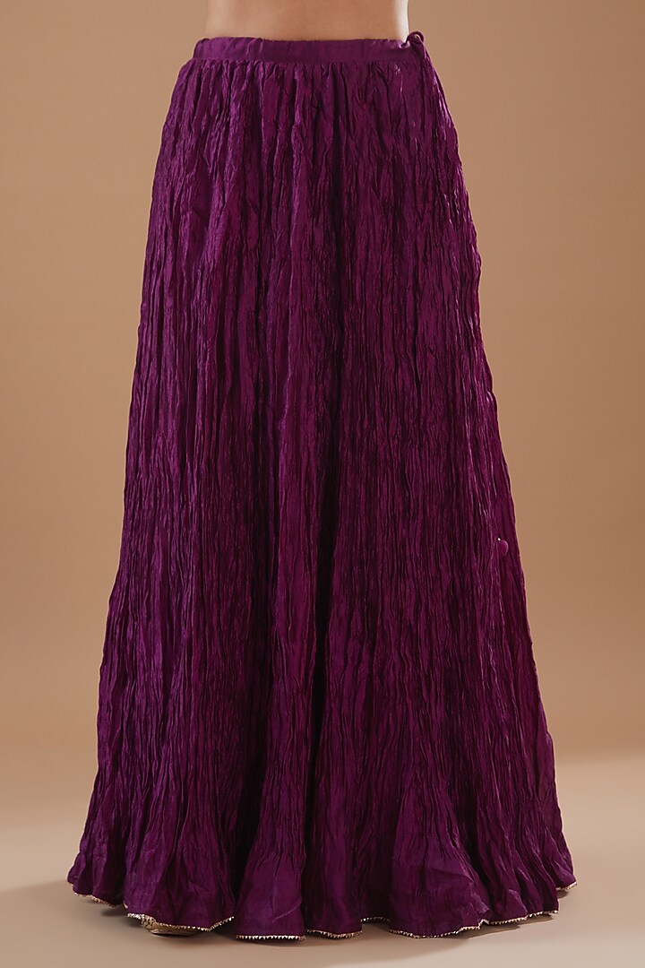Purple Pure Spun Silk Hand Embroidered Kurta Set by SURBHI SHAH at Pernia's Pop Up Shop