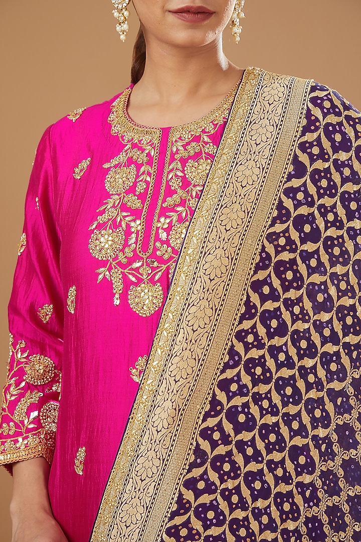 Rani Pure Spun Silk Embroidered Wedding Sharara Set by SURBHI SHAH at Pernia's Pop Up Shop